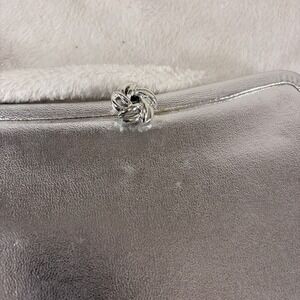 Vintage 1960s handbag Silver lamé rose clasp flower kiss-lock Convertible Strap